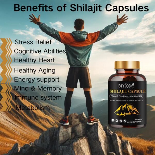 BIYODE Shilajit Pure Himalayan Natural Shilajit Capsules+Natural Shilajit Resin --2 bottles set for Energy Booster Supplement