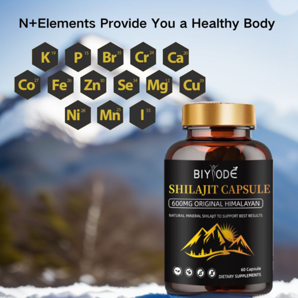 BIYODE Shilajit Pure Himalayan Natural Shilajit Capsules+Natural Shilajit Resin --2 bottles set for Energy Booster Supplement