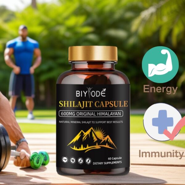 BIYODE Natural Shilajit Pure Himalayan 60 Capsules For Energy Booster Supplement