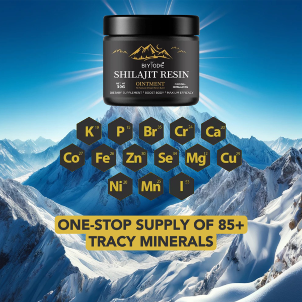 BIYODE Himalayan Shilajit Resin 30g with 85+ Trace Minerals Supplement For Energy Boost & lmmune Support