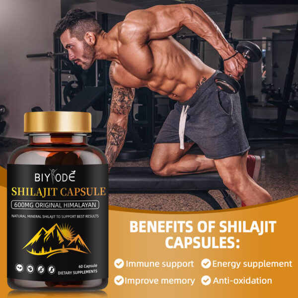 BIYODE Natural Shilajit Pure Himalayan 60 Capsules For Energy Booster Supplement