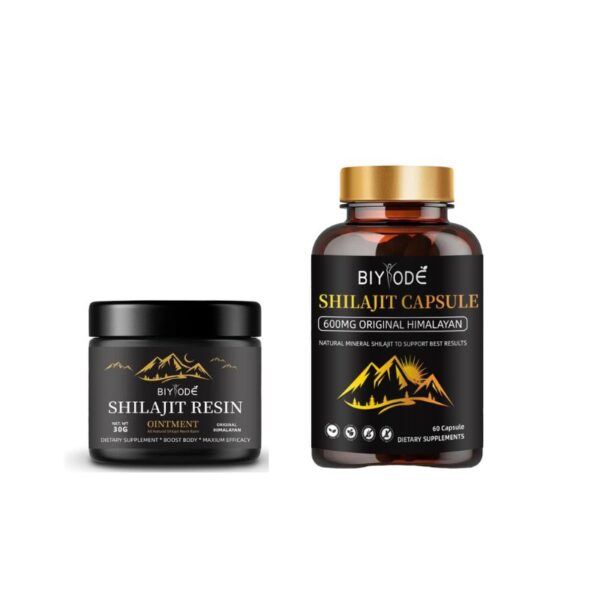 BIYODE Shilajit Pure Himalayan Natural Shilajit Capsules+Natural Shilajit Resin --2 bottles set for Energy Booster Supplement