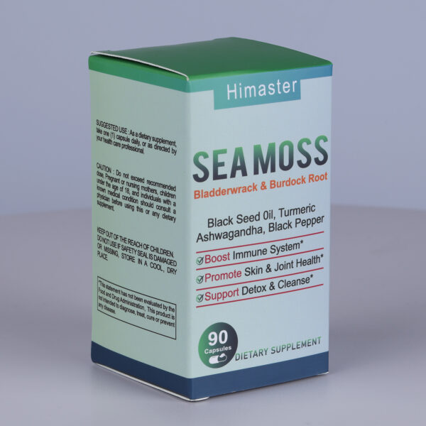 Himaster Sea Moss Supplement: Organic Blend with Black Seed Oil and Essential Vitamins. Enhanced for Comprehensive Dietary Wellness - 90 Capsules."Supplement Dietary