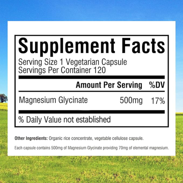 Magnesium Glycinate 85g, High Absorption Magnesium,  Supports Nerve, Muscle, Bone & Heart Health, 120 Vegetarian Capsules