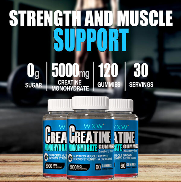 Creatine Monohydrate Gummies for Men & Women, Creatine Pre-Workout Gummies, Taurine&B6, Increase Strength, Energy & Endurance Chewable Creatine Gummy Supplements