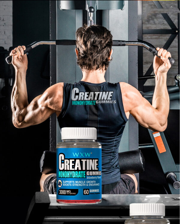 Creatine Monohydrate Gummies for Men & Women, Creatine Pre-Workout Gummies, Taurine&B6, Increase Strength, Energy & Endurance Chewable Creatine Gummy Supplements